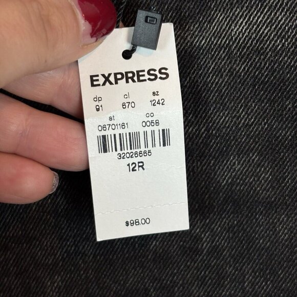 Express Women's Faded Black 90's Ankle Boot Mid Rise Jeans Sz 12R NWT Distressed - Picture 7 of 13